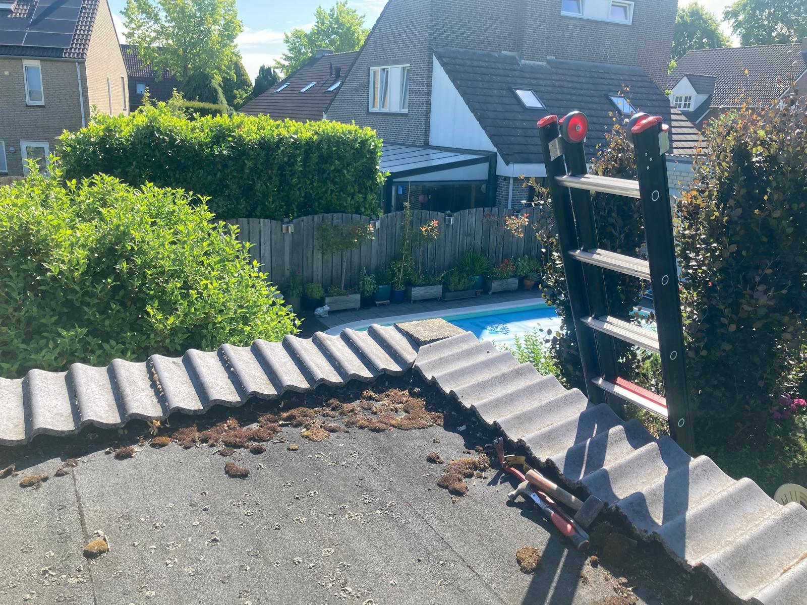 Vooraf: aanzicht van het dak voorafgaand aan de werkzaamheden